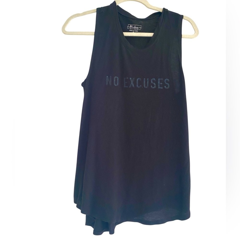 Miken flow 'No Excuses' Muscle Tee gym motivation tank top women’s size medium
